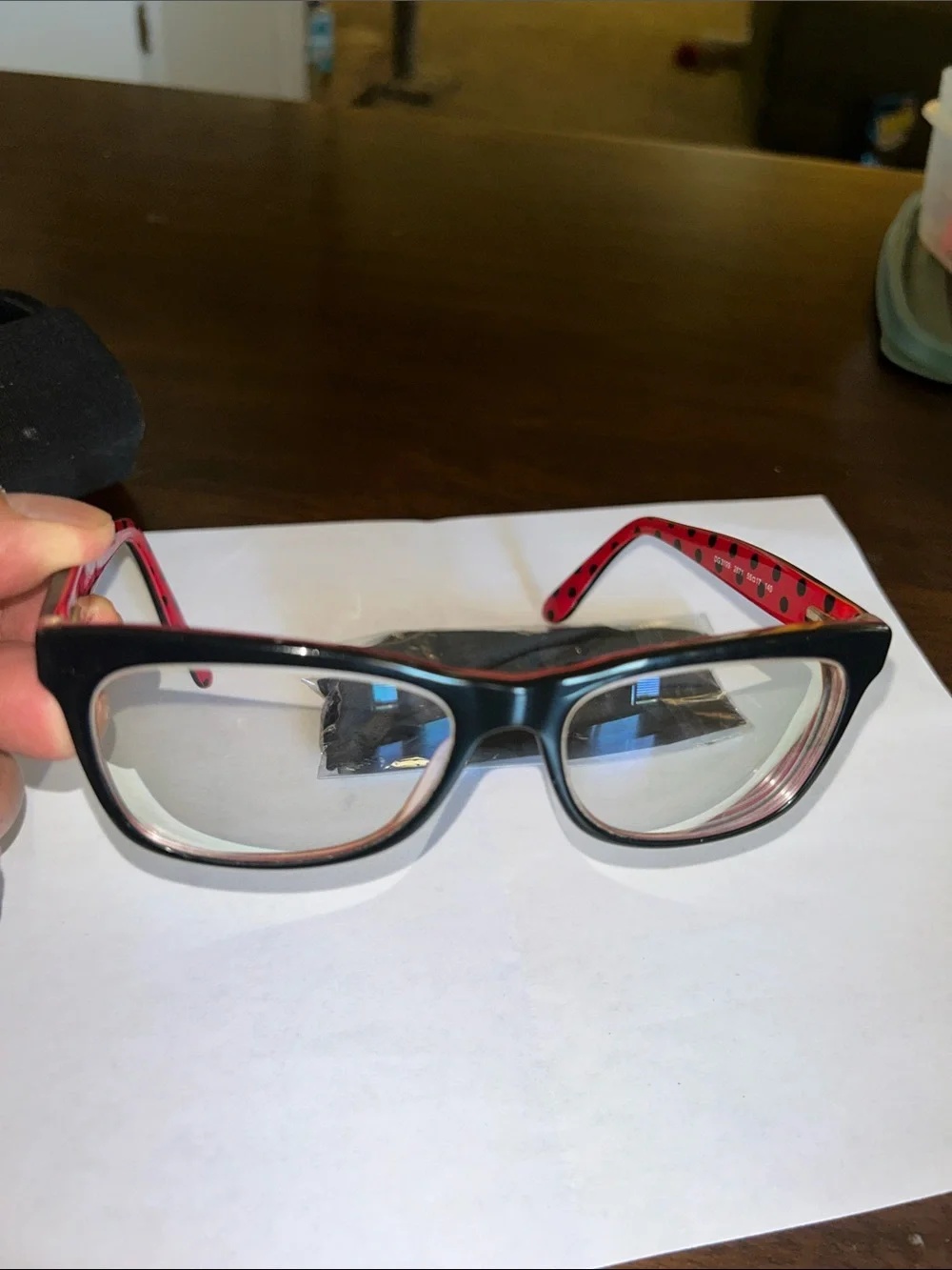 RX Dolce & Gabbana Black Frame Glasses with Red Polka-Dot Temples
